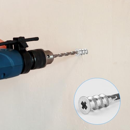 Miniatura 7 de 90 Pcs M4 Tornillos Y Tacos Para Placas De Yeso Autoperforantes, Tacos Autoperforantes Con Tornillos, Tacos In Metálicas Para Fijación En Placas De Yeso Hormigón Ladrillo Tableros De Madera