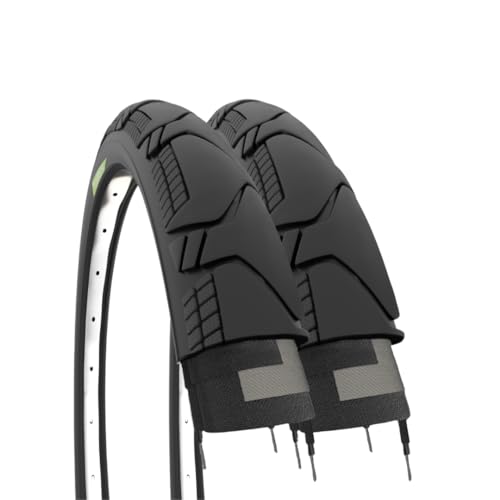 ECOVELO 2 cubiertas 700 x 45 C (45 – 622) Neumáticos negros Demi-Slick para bicicleta híbrida senderismo