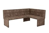 Eckbank Magda II langer Schenkel links, Bezug Microfaser Vintage Taupe mit Rückenlehne, Gestell aus Holz gepolstert, 200x140x90cm
