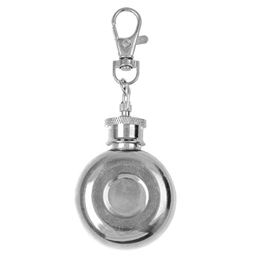Generic 1oz Portable Stainless Steel Hip Flasks Keychain Flagon Jar Wine Whisky Pot Drinkware Key Ring Travel Whisky Alcohol Bottle Silver