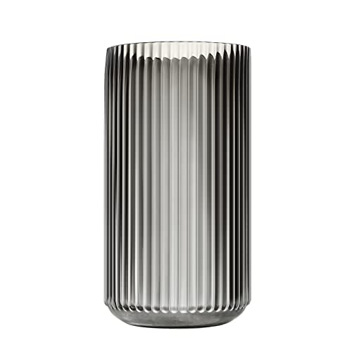 Dinyeo Jarrón cilíndrico Grande de Vidrio Acanalado marrón para decoración de Mesa de Comedor de Granja