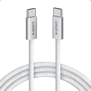 Anker USB C to USB C Cable, Zolo 240W Fast Charging Cable Type C Braided Dirt-Proof Slim Connector for iPhone 16 Series, MacBook (6 Feet, White)