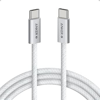 Anker Zolo USB C to USB C Cable, Braided and Dirt-Free Type-C Fast Charging Cable, Slim Connector, for iPhone 16 Series, MacBook (240W) (White, 6FT) 18 Months Warranty