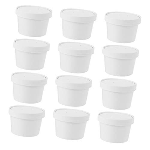 STAHAD 20セット 使い捨て紙製アイスクリームカップ 蓋付き 夏のデザートヨーグルトボウル ミルクティー店やパーティーに 清掃不要で便利