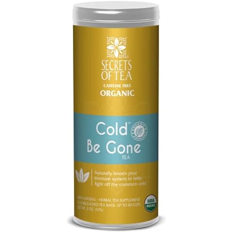 Secrets of Tea - Cold Be Gone Herbal Tea - USDA/FDA Approved - Relieves Coughing, Sneezing, Fever, Sour Throat, and Promotes Better Sleep - 20 Tea Bags Cover