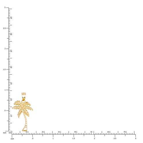 Honolulu Jewelry Company 14K Real Solid Yellow Gold Tropical Palm Tree Beach Necklace Pendant with 18" Box Chain2