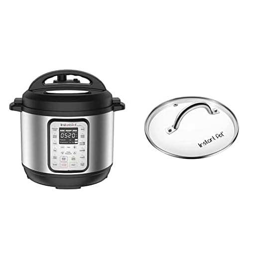Instant Pot Duo Plus 9-in-1 Electric Pressure Cooker, Sterilizer, Slow Cooker, Rice Cooker, Steamer, Saute, 8 Quart, 15 One-Touch Programs & ant Pot Tempered Glass lid, Clear 10 Inch (26 cm) 8 Quart