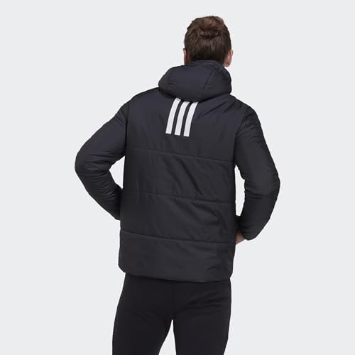 adidas Hombre BSC 3-Stripes Hooded Insulated Jacket, Black, M
