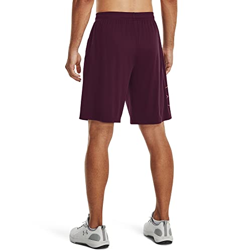 Image of Under Armour Men's Tech Graphic 10 inch Shorts, (572) Purple Stone / / Orange Blast, Small
