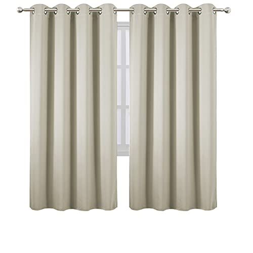 Image of LEMOMO Light Beige Thermal Blackout Curtains /52 x 72 Inch /Set of 2 Panels Room Darkening Curtains