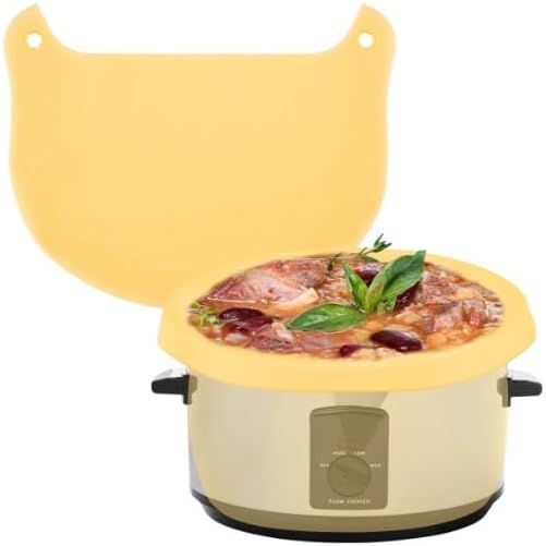 Silicone Slow Cooker Liners,Reusable Fit 6-8 Quarts Slow Cooker Leakproof & Bags Liners for Oval or Round Pot(Yellow)