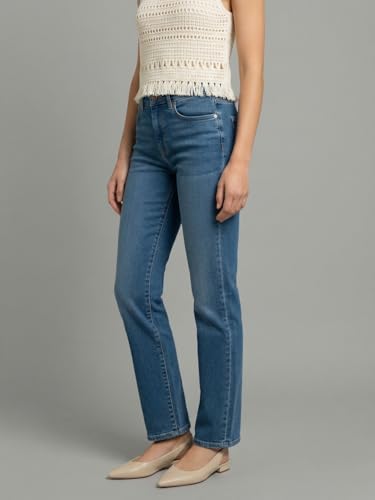 Image of Urbano Fashion Women's High Rise Straight Fit Washed Jeans Non-Stretchable