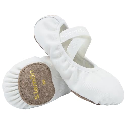 s.lemon Zapatos de Ballet, Elástico Canvas Suela Partida Danza Zapatos de Bailarina de Ballet para Niñas Mujeres Hombre Blanco 42