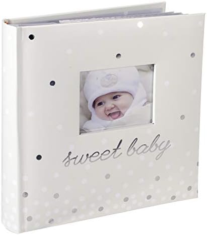 Malden International Designs Sweet Baby White Photo Opening Cover Photo Album, 160-4x6, White