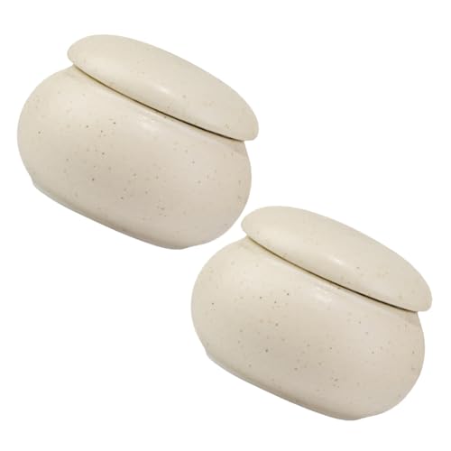 2 piezas taza cerámica para arte de uñas beige miniatura 1