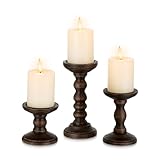 Staymoment Kerzenständer Holz Landhausstil Deko: 3er Set Kerzenhalter Stumpenkerzen Wohnzimmer Deko Vintage Tischdeko Esstisch Kerzenständer Groß Landhaus Dekoration Fensterbank