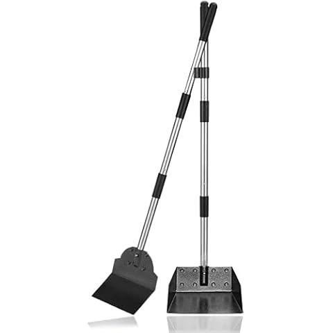 Dog 2 Pack Poop Scoop Tray Spade Poop Scoop Adjustable Long Handle Metal with Bin for Pet Waste Removal, No Bending Clean Up for Large and Small Dogs Cover