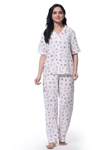 Image of B STORIES Women's Cotton Pyjama Set | Comfort and Relexed Nightsuit for Ladies