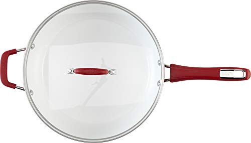 Bialetti Aeternum Nonstick White Ceramic Cookware, 12in Covered, Red & White 8 Gallery Image