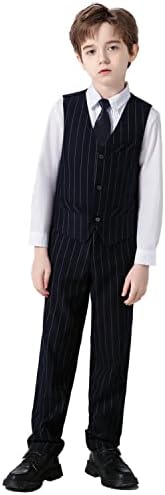 Boy Suit Toddler Boys Suit Vest and Pants Set Wedding Outfit Stripe Tuxedo Kids Formal Dress Suit Sets Size 8