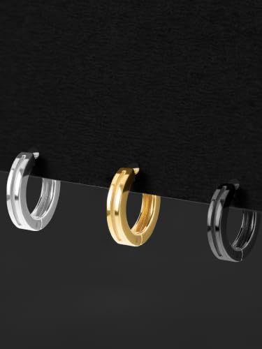 Image of ORIONZ Hoop Earrings for Men & Boys (1 Piece) - 925 Sterling Silver - Gift for Birthday Anniversary - 18k Gold Plated Jewellery - Men Fashion