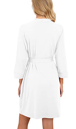 Image of PrinStory Womens Robe Lightweight Short Knit Bathrobe Soft Ladies Sleepwear with Pockets