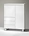 Möbel-Store24 Komoda szafa biała lakierowana na wysoki połysk płyta MDF frezowanie uchwytu 96 cm Sydni M48906W1
