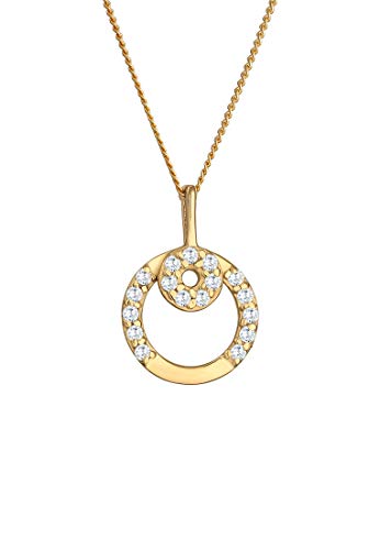 Preisvergleich Produktbild Elli PREMIUM Halskette Damen Kreis mit Zirkonia Steinen in 585 Gelbgold