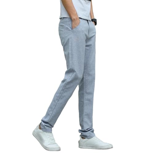 Men's Summer Slim Fit Straight Korean Style Trendy Hemp Cotton Casual Pants