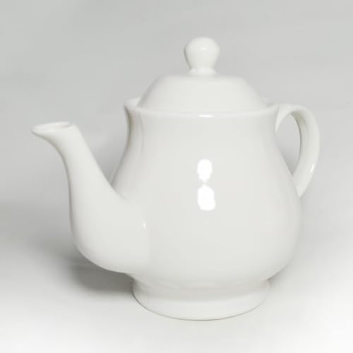 Image of White Porcelain Teapot, Lotus Tea Pot Coffee Tea Water Pot Vintage Ceramic Gooseneck Kettle (35oz)