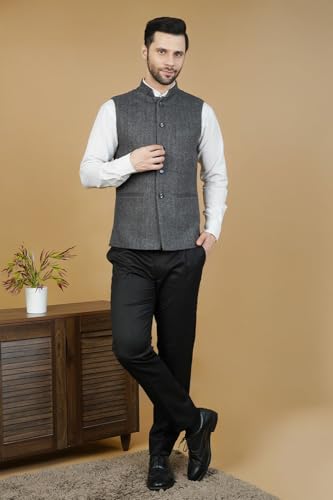 Image of WINTAGE Mens Tweed Wool Nehru Jacket