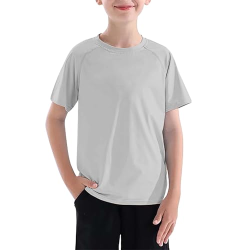 Boys Sport T Shirts Short Sleeve Crew Neck Solid Tshirts Tops Kids Summer School Athletic Loose Fit Tees Outfits