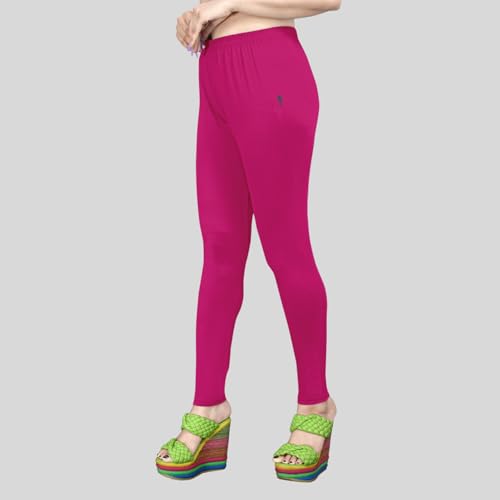 Image of Women's Solid Mid Rise Slim Fit Ankle Length Leggings - Comfortable and Stylish Yoga Pants for Workout, Running and Everyday Wear