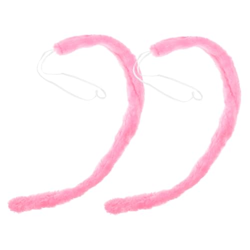 DIKACA 2 Pièces Queue Animale Cosplay Rose pour Costume Halloween Accessoire Original pour Fête à Thème et Déguisement Performance Adulte et Garçon Fille
