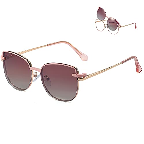 kachawoo Polarized Cat Eye Sunglasses Magnetic Clip on Ladies Square Blue Light Glasses