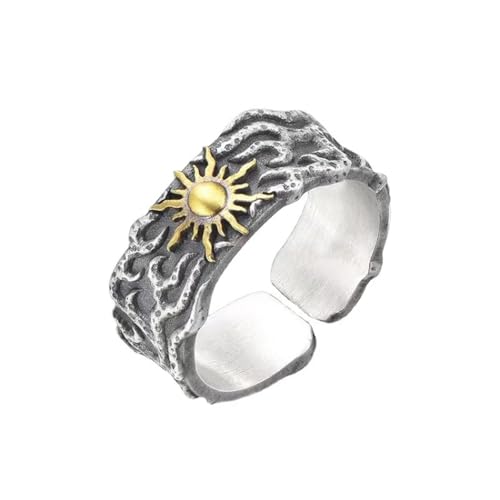 Bague soleil vintage anneau anti-ternissement pour look punk durable
