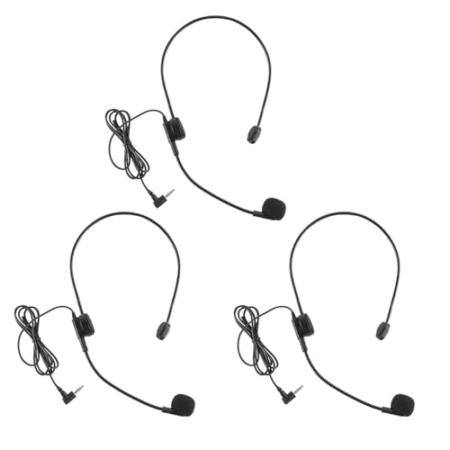 EXMAX 3 pcs 3.5mm Headset Microphone Flexible Wired Boom for Belt Pack Mic Systems Tour Guide System Voice Amplifier Teachers Speaker Coach - 3 Pack miniatura 2