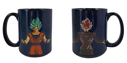 JUST FUNKY Dragon Ball Super Heat changing Goku & Goku Black Coffee Mug, 16 oz Super Saiyan God Super Saiyan, Shonen Jump Mug, Zamasu, Future, Universe 7