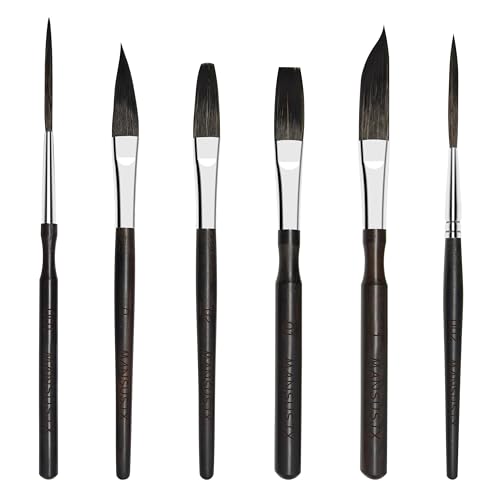 Starter Pinstriping Brush Kit 6 pcs High Performance Striping Brushes Long Liner Script Liner Sword Cat Tongue Scroll Brushes for Lettering & Detailing