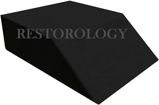 Restorology Leg Elevation Wedge Pillow, Helps Sleeping, Resting, Reading, Blood Circulation, Post Surgery Back Hip Neck Knee Pain, Removable Zip Cover (Black, 60 X 50 X 15 CM)