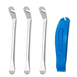 Mmgoqqt Metall Reifenheber, 4 Stücke Fahrrad Reifenheber, Metall Montierhebel Werkzeug, Radfahren Reifen Hebel (3 Metall Reifenheber, 1 Plastik Reifenheber), Beste Reifenwechsel Werkzeug Set
