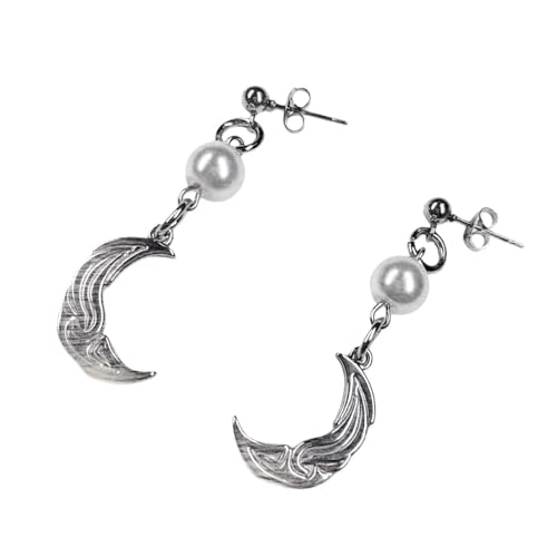 Trendy Punk Styles Studs Earrings Adorned with Pearls and Moons Designs Crafted From Steel for Comfortable Fit Steel Studs Earri