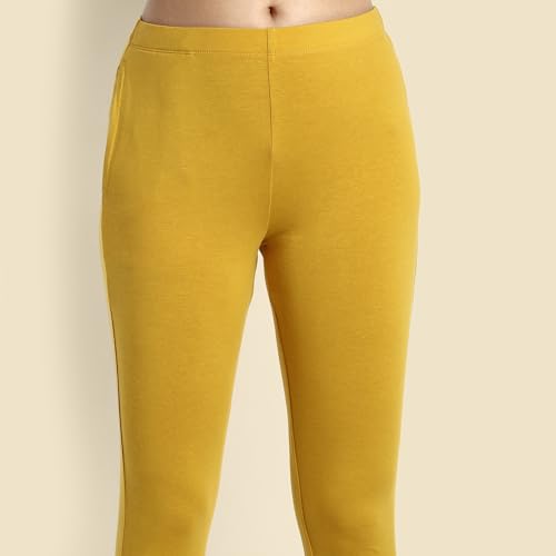 Image of ONE SKY Women Ankle Length Leggings | Premium Cotton Modal Spandex Blend | High Waist Stretchable & Bio-Washed Fabric | Colour-Lock | Ethnic Leggings for Women