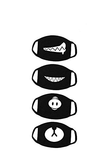 Cartoon Multi-Cosplay Faceted Comfort and Funny Facial Decorations - Cute Cover, Make for Kids Teens Men Women Black - 4pcs A Set …