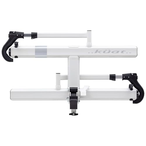 KUAT Sherpa 2.0 Durable Lightweight Aluminum Compact 2 Bike Transporting Hitch Rack with Cable Lock & Foldable Tire Cradles | Capacity - 40 Lbs per Tray, Pearl & Silver Anodize, 1.25'