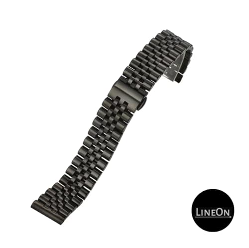 Image of Stainless Steel Jubilee Watch Metal Strap Chain Replacement Bracelet with Butterfly Push Button Clasp, Adjustable Links, Premium Finish, Permanent Polish For Premium Watches ( Adjustable Tools and Pins Include )