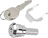 A Set Silver Universal Stainless Toolbox Lock, Toolbox Lock Iron Cabinet Insert Linkage Drawer Locks Set,180° Rotation Unlocking(1 Fastening tab and 2 Keys,1 Cylinder) Cabinet Hardware