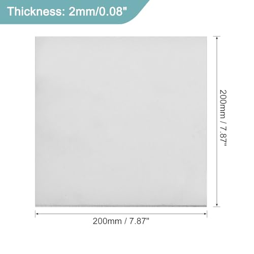 Image of uxcell 1Pcs GR2 Titanium Plate Sheet, 200x200x2mm Titanium Alloy Metal Sheet for Industrial Machinery Metalworking (8 inchx8 inchx0.08 inch)
