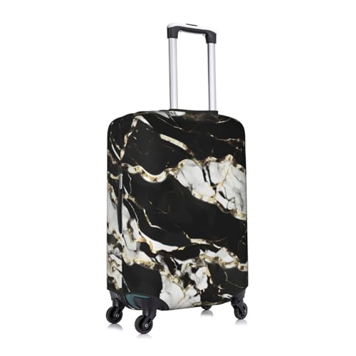 Housse de bagage marbre noir et blanc taille M lavable en polyester