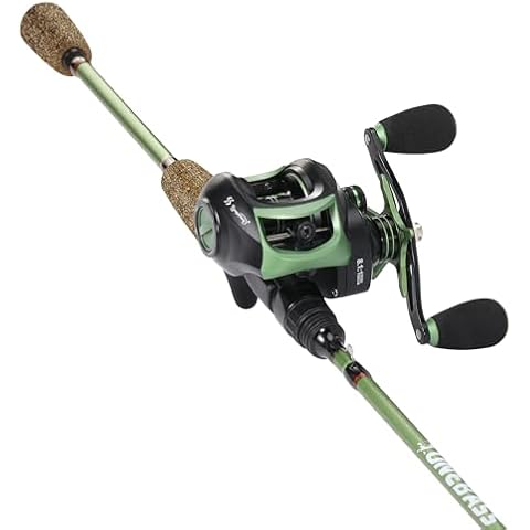 One Bass Fishing Rods Combos, 30-Ton Carbon Fiber Blanks Casting Rods,8.1:1 Gear Ratio Fishing Reel, 2-Piece Baitcasting Combo with Rubber Cork Handle- 6'0" with Left Handed Reel Cover